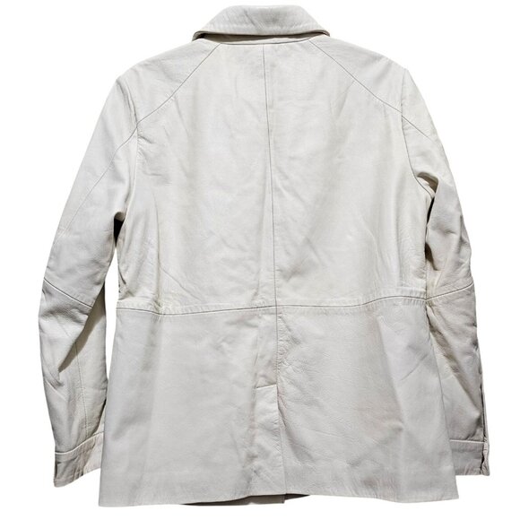 Muubaa Women's Eggshell Shacket Size M Leather Blend Size 12 - Picture 2 of 11